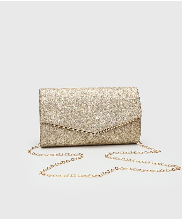 Horizontal Square Clutch Bag for Women, Elegant Polyester Evening Purse with Detachable Chain Strap