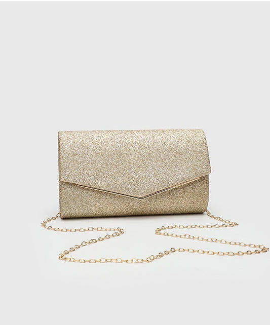 Horizontal Square Clutch Bag for Women, Elegant Polyester Evening Purse with Detachable Chain Strap