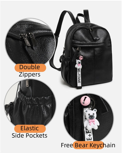 Waterproof PU Backpack - Large Capacity Travel Bookbag with Zip Top, Durable Student Backpack with Carry Handle