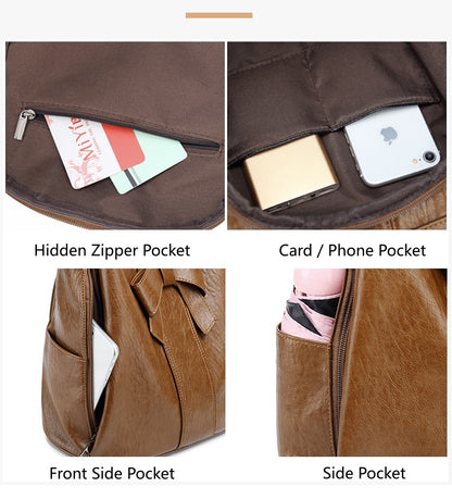 Women's Anti-Theft Backpack with Bow Decor, Lightweight Soft Student Rucksack and Top Handle