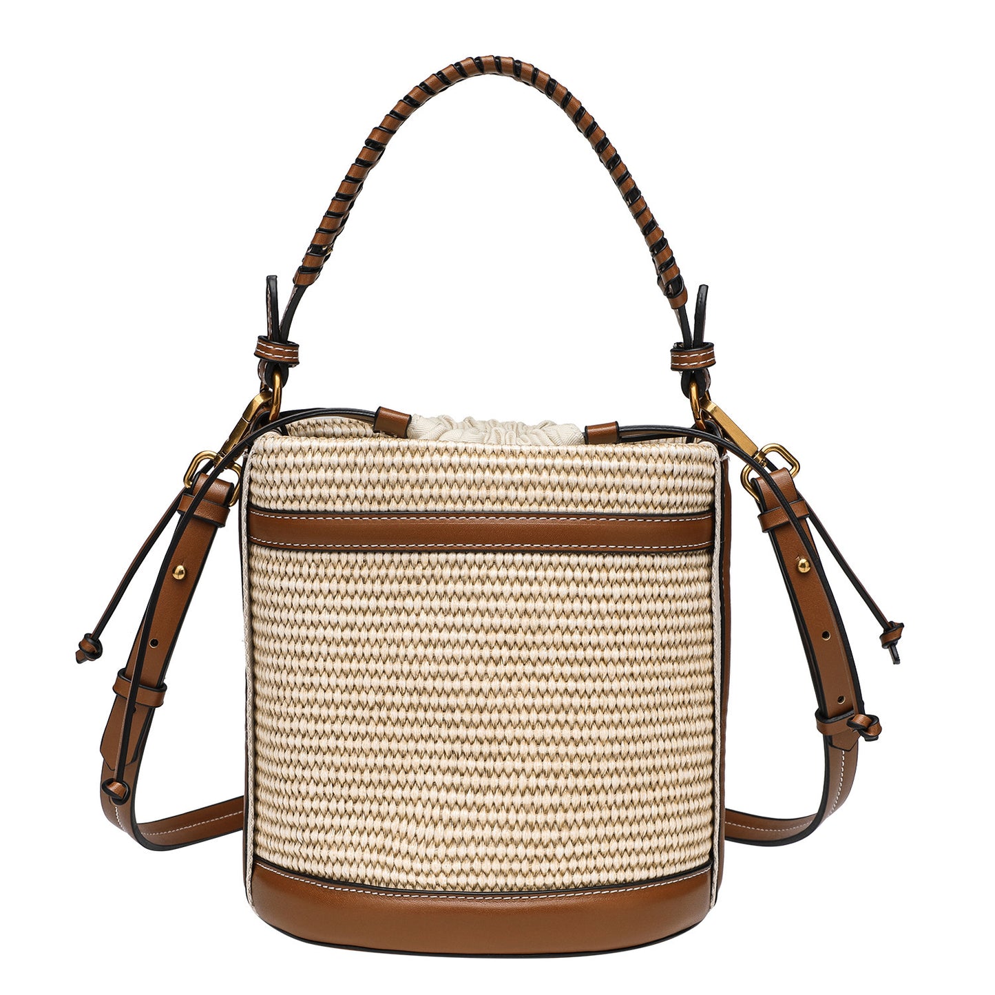 Woven Straw Beach Bag - Adjustable Detachable Shoulder Strap Bucket Bag, Women's Vacation Crossbody Purse for Resort Holiday