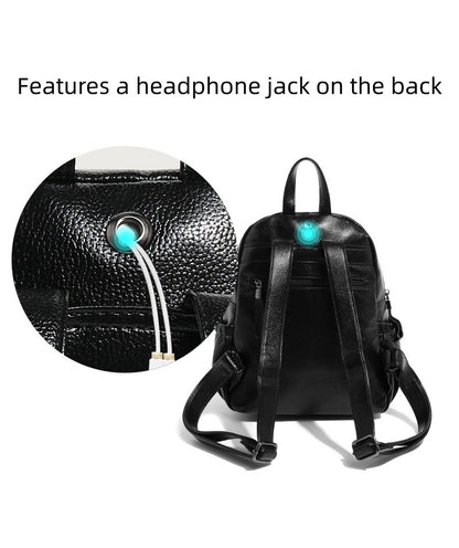 Waterproof PU Backpack - Large Capacity Travel Bookbag with Zip Top, Durable Student Backpack with Carry Handle