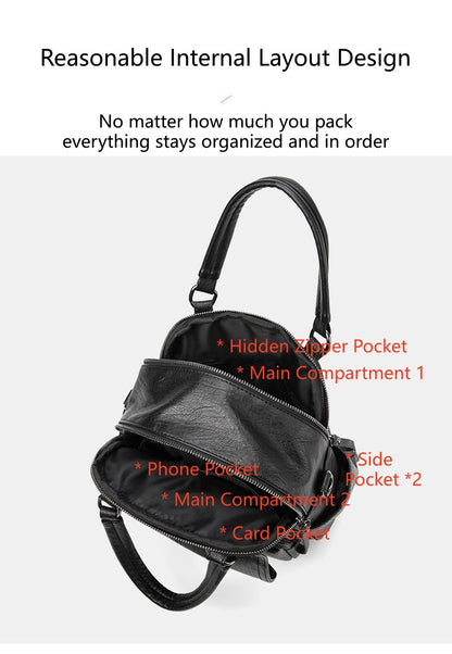 Women's Vertical Square Backpack, Waterproof Lightweight Multi-Pocket Bag with Shoulder Strap and Top Handle