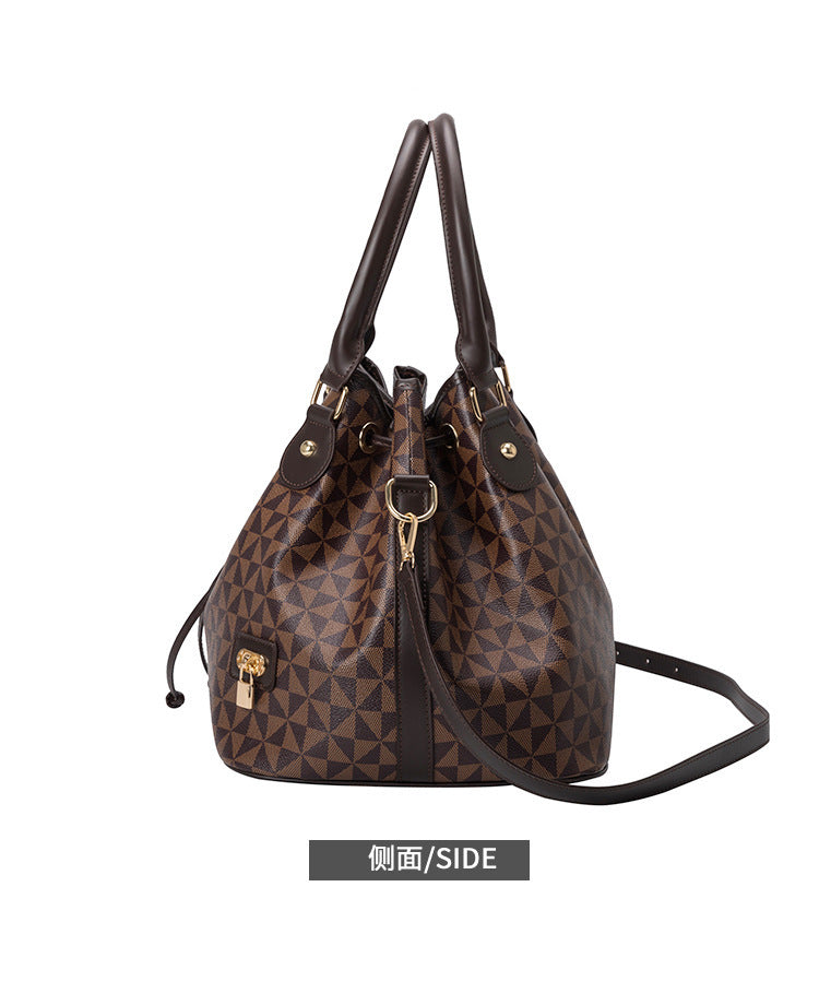 Large Capacity PU Bucket Bag for Women - Korean Style Drawstring Tote with Adjustable Strap, Commuter Shoulder Bag