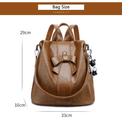 Women's Anti-Theft Backpack with Bow Decor, Lightweight Soft Student Rucksack and Top Handle