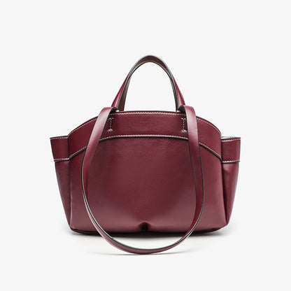 Shell Shape Tote Bag for Women - Medium PU Leather Shoulder Bag, Structured Handle Carry Work Purse