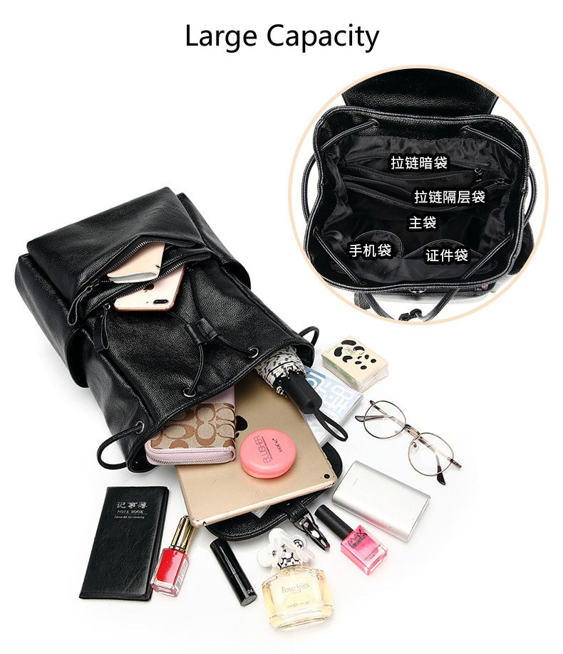 Women's Structured Anti-Theft Backpack, Drawstring Top with Buckle Flap Closure and Carry Handle