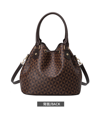 Large Capacity PU Bucket Bag for Women - Korean Style Drawstring Tote with Adjustable Strap, Commuter Shoulder Bag