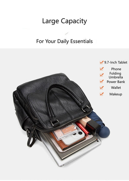 Women's Vertical Square Backpack, Waterproof Lightweight Multi-Pocket Bag with Shoulder Strap and Top Handle