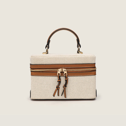 Women's Retro Box Bag with Zipper Closure, Adjustable Shoulder Strap Crossbody Purse with Top Handle