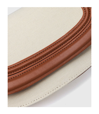 Retro Saddle Bag for Women - Vegan Leather Oval Crossbody Purse with Unique Design, Minimalist Commuter