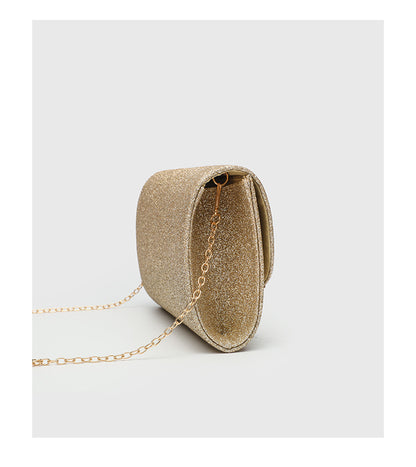 Vintage Clutch Bag with Metal V Charm - Magnetic Closure Evening Purse, Minimalist Chain Strap Party Bag in Structured PU