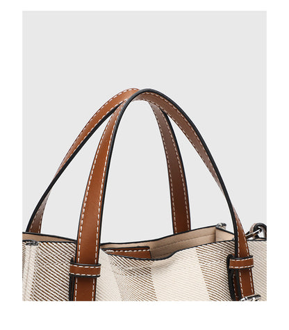 Canvas Tote Bag - Square Horizontal Shoulder Bag with Magnetic Closure, Versatile Crossbody Purse with 2 Detachable Straps