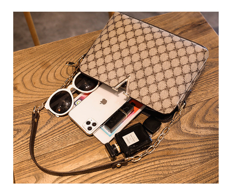 PU Shell Crossbody Bag - Vintage Style Chain Strap Shoulder Bag with Zipper Closure, Detachable Strap Hand Carry Purse