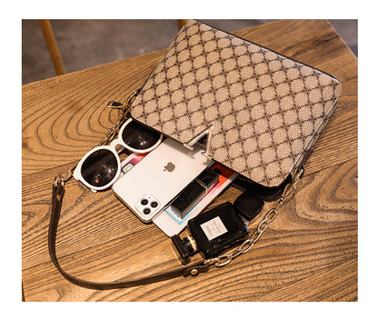 PU Shell Crossbody Bag - Vintage Style Chain Strap Shoulder Bag with Zipper Closure, Detachable Strap Hand Carry Purse