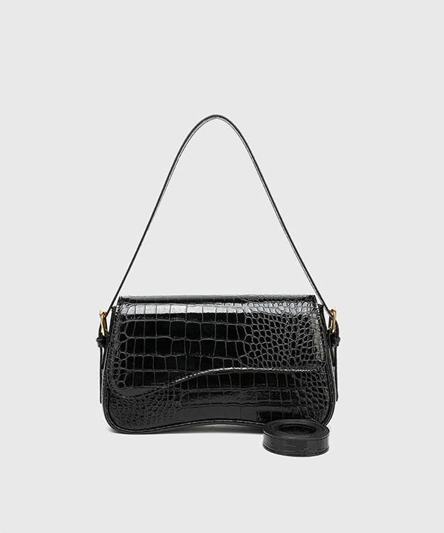 Scale Pattern Square Bag - PU Flap Top Purse with Magnetic Closure, Adjustable Detachable Shoulder Strap
