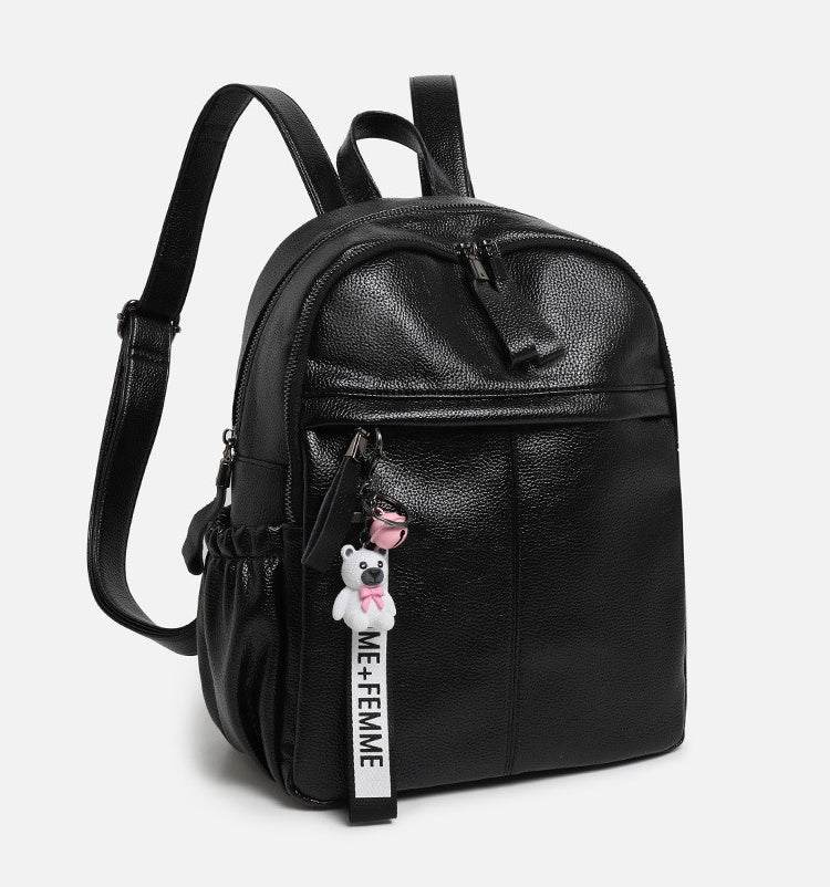 Waterproof PU Backpack - Large Capacity Travel Bookbag with Zip Top, Durable Student Backpack with Carry Handle