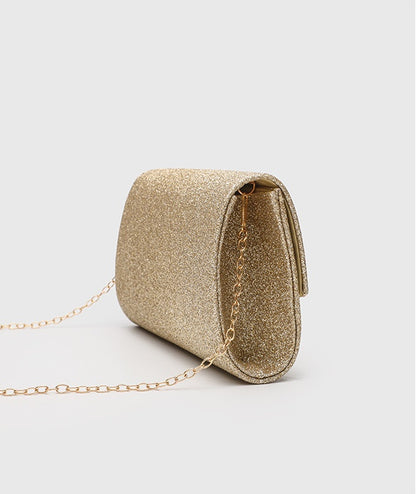 Horizontal Square Clutch Bag for Women, Elegant Polyester Evening Purse with Detachable Chain Strap
