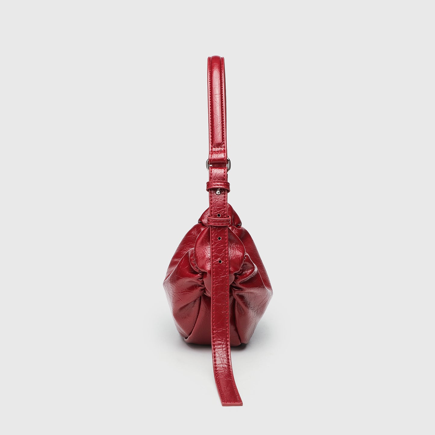 Ruched Hobo Crossbody Bag for Women, PU Leather Adjustable Underarm Shoulder Purse with Zipper Top