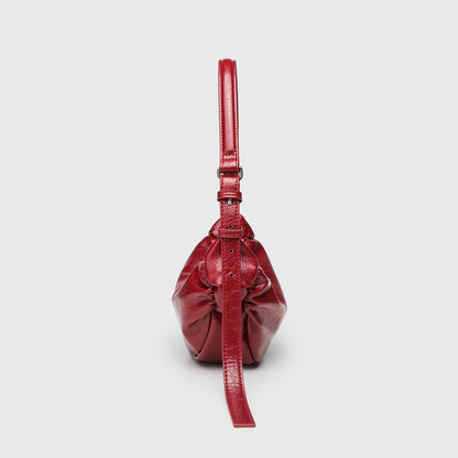 Ruched Hobo Crossbody Bag for Women, PU Leather Adjustable Underarm Shoulder Purse with Zipper Top