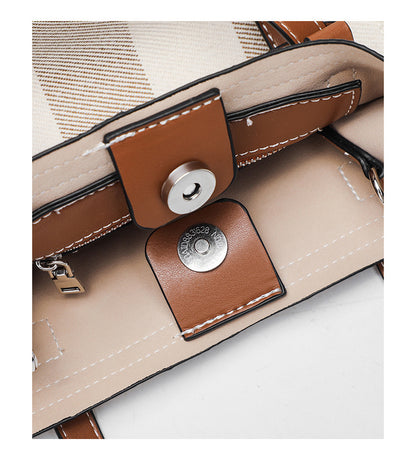 Canvas Tote Bag - Square Horizontal Shoulder Bag with Magnetic Closure, Versatile Crossbody Purse with 2 Detachable Straps