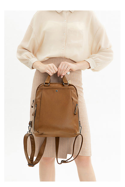 Ultra Lightweight Laptop Backpack for Women - Multi-pocket PU Business Bag, Large Capacity Multi-functional Backpack with Top Handle