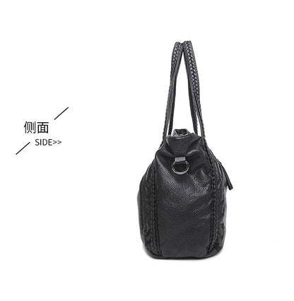 Horizontal Square Shoulder Bag - Soft PU Large Tote with Zipper Closure, Crossbody Purse with Top Handle