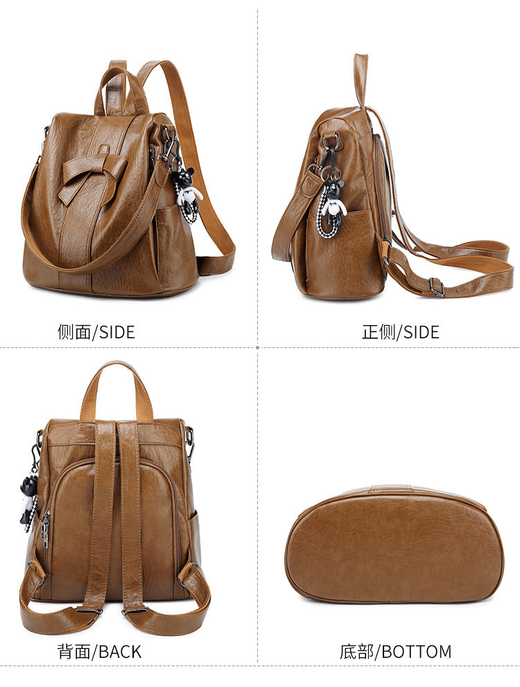 Women's Anti-Theft Backpack with Bow Decor, Lightweight Soft Student Rucksack and Top Handle