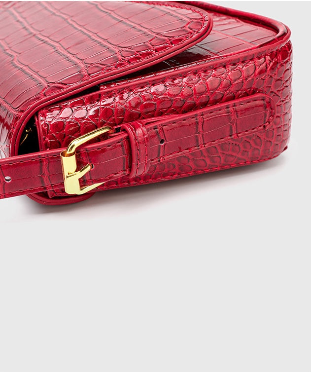 Scale Pattern Square Bag - PU Flap Top Purse with Magnetic Closure, Adjustable Detachable Shoulder Strap