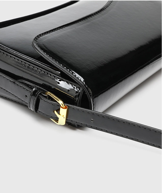 Flap Closure Shoulder Bag - PU Simple Women's Horizontal Square Purse, Underarm Crossbody Bag with 2 Detachable Straps