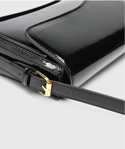 Flap Closure Shoulder Bag - PU Simple Women's Horizontal Square Purse, Underarm Crossbody Bag with 2 Detachable Straps