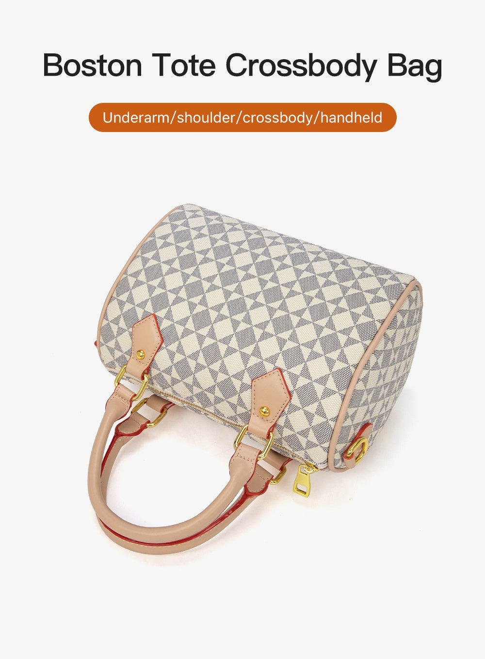 Vintage Boston Bag - PVC Pillow Style Shoulder Bag with Zipper, Retro Women's Purse with Top Handle