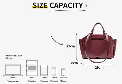 Shell Shape Tote Bag for Women - Medium PU Leather Shoulder Bag, Structured Handle Carry Work Purse