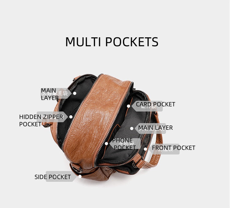 Convertible 3-Way Tote Bag for Women - Soft Vegan Leather Rectangle Zip Top Organizer with Multi-Pocket Panels