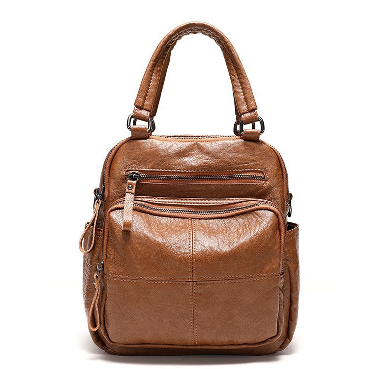 Convertible 3-Way Tote Bag for Women - Soft Vegan Leather Rectangle Zip Top Organizer with Multi-Pocket Panels