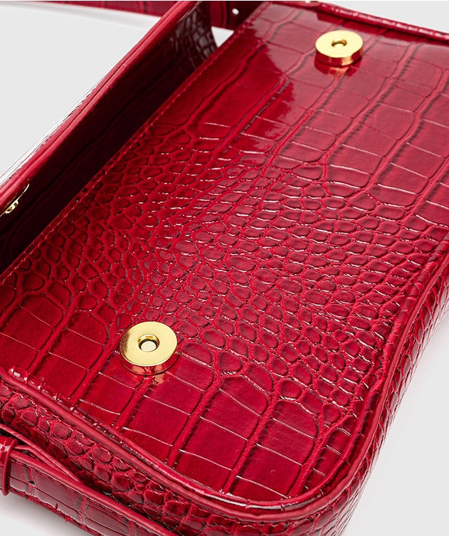 Scale Pattern Square Bag - PU Flap Top Purse with Magnetic Closure, Adjustable Detachable Shoulder Strap