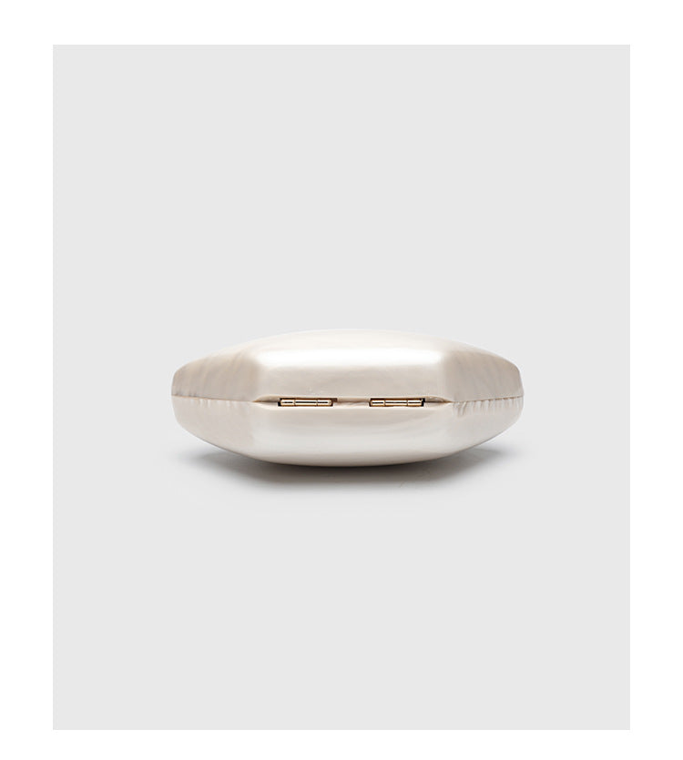 Urban Minimalist Clutch Bag - Acrylic Hard Shell Evening Purse with Detachable Chain, Square Horizontal Wedding Party Bag