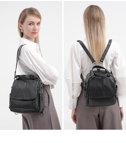 Women's Vertical Square Backpack, Waterproof Lightweight Multi-Pocket Bag with Shoulder Strap and Top Handle