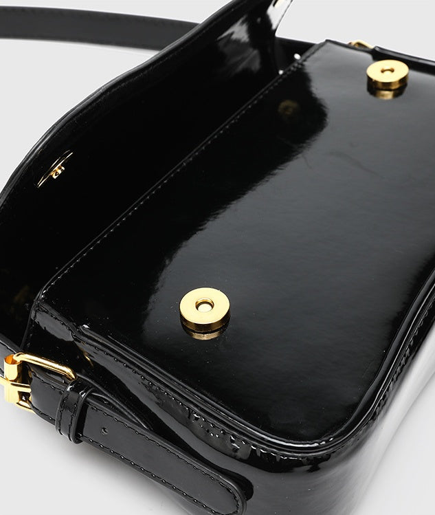 Flap Closure Shoulder Bag - PU Simple Women's Horizontal Square Purse, Underarm Crossbody Bag with 2 Detachable Straps