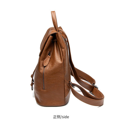 Women's Drawstring Backpack with Handles, Waterproof Soft PU Leather Structured Rucksack