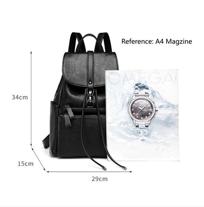 Women's Structured Anti-Theft Backpack, Drawstring Top with Buckle Flap Closure and Carry Handle