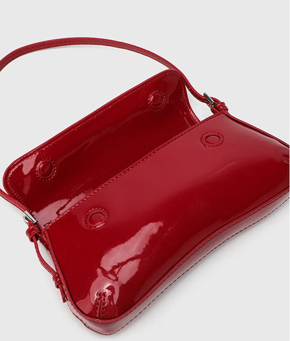 French Style Underarm Bag - PU Horizontal Square Flap Purse, Vintage Shoulder Bag with Adjustable Crossbody Strap