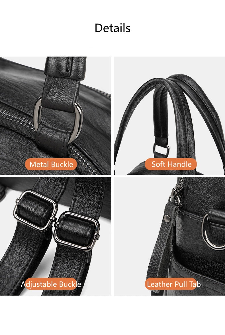 Women's Vertical Square Backpack, Waterproof Lightweight Multi-Pocket Bag with Shoulder Strap and Top Handle