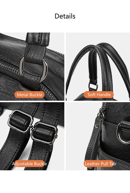 Women's Vertical Square Backpack, Waterproof Lightweight Multi-Pocket Bag with Shoulder Strap and Top Handle