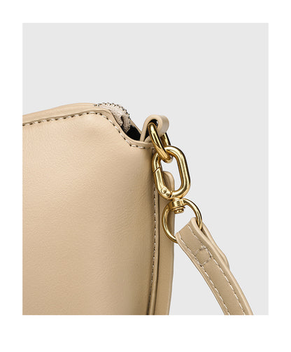 Double Zipper Shell Bag for Women - Lightweight Adjustable Crossbody Purse, Minimalist Commuter Bag with Detachable Strap