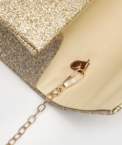 Horizontal Square Clutch Bag for Women, Elegant Polyester Evening Purse with Detachable Chain Strap