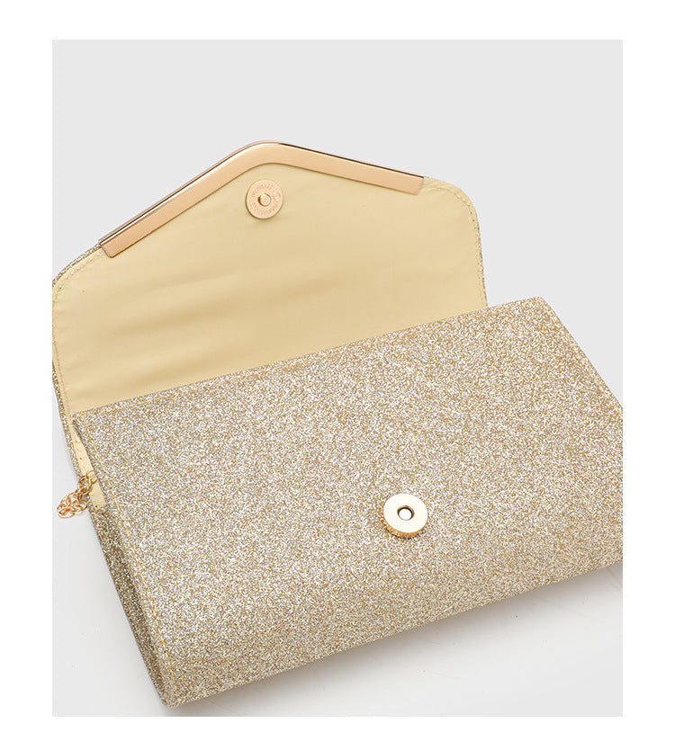 Vintage Clutch Bag with Metal V Charm - Magnetic Closure Evening Purse, Minimalist Chain Strap Party Bag in Structured PU