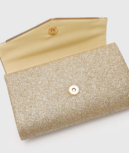 Horizontal Square Clutch Bag for Women, Elegant Polyester Evening Purse with Detachable Chain Strap