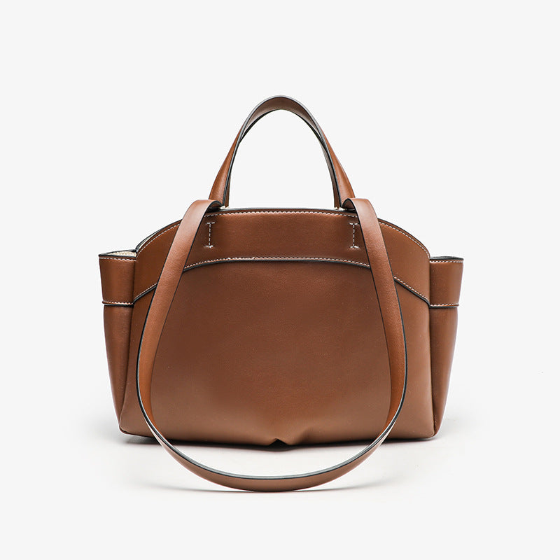 Shell Shape Tote Bag for Women - Medium PU Leather Shoulder Bag, Structured Handle Carry Work Purse