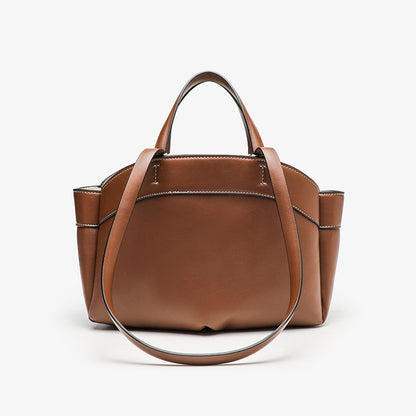 Shell Shape Tote Bag for Women - Medium PU Leather Shoulder Bag, Structured Handle Carry Work Purse